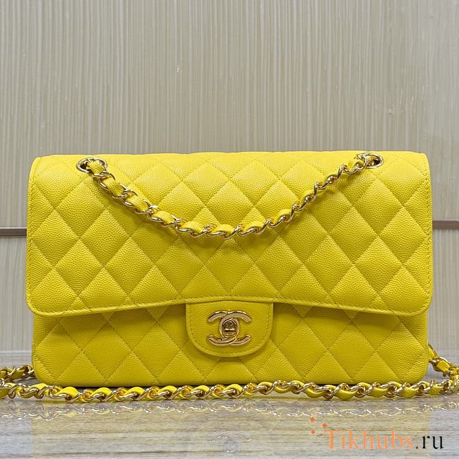 Chanel Medium Flap Bag Yellow Caviar Gold 25cm - 1