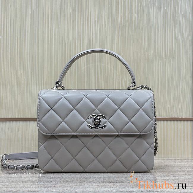 Chanel Top Handle Trendy Grey Lambskin Silver Bag 25cm - 1