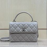 Chanel Top Handle Trendy Grey Lambskin Silver Bag 25cm - 1