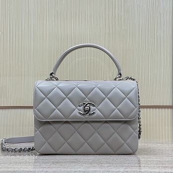 Chanel Top Handle Trendy Grey Lambskin Silver Bag 25cm