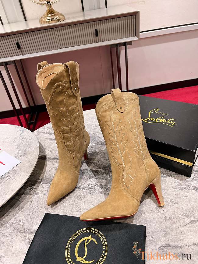 Christian Louboutin Santiabooty 85mm Low Boots Beige - 1