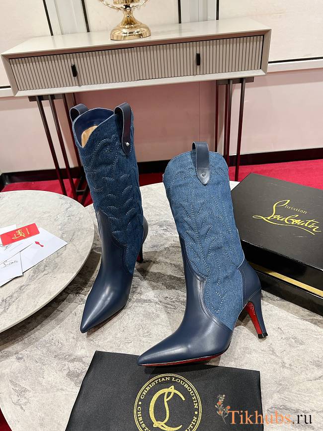 Christian Louboutin Santiabooty 85mm Low Boots Denim - 1