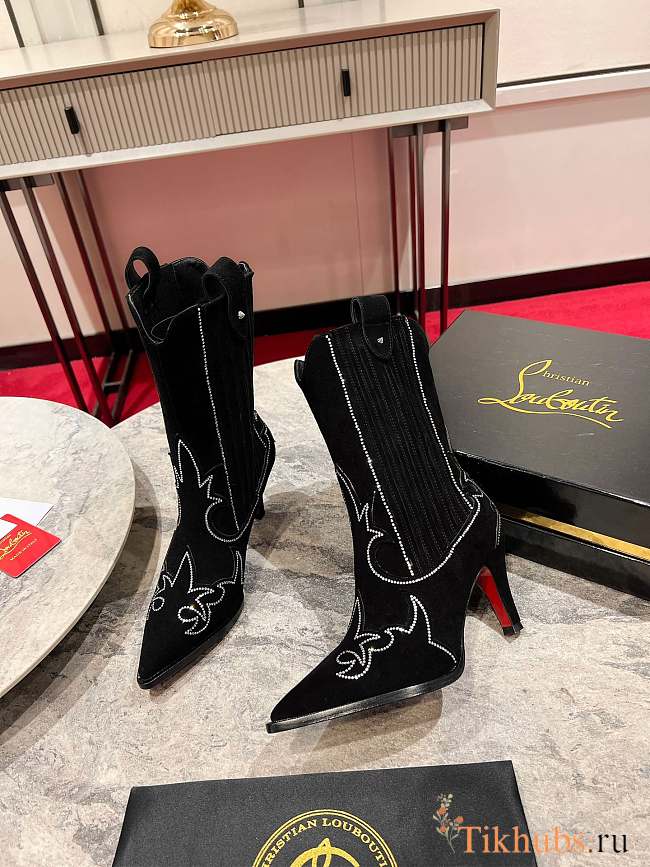 Christian Louboutin Santigag Strass 85mm Low Boots - 1