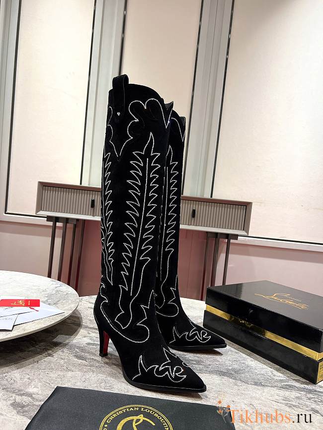 Christian Louboutin Santia Botta Strass 85mm Boots Black - 1