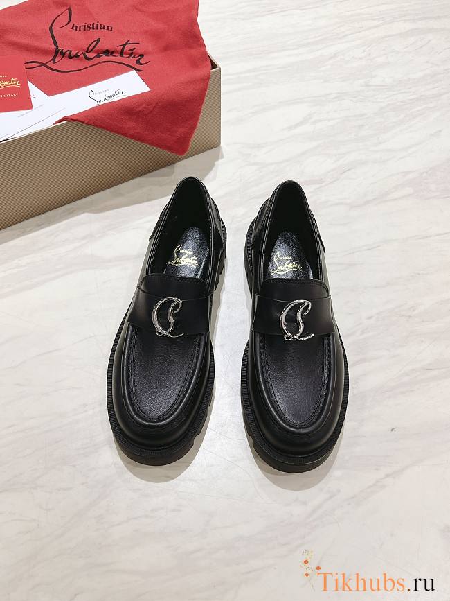 Christian Louboutin CL Moc Lug Black Loafer - 1