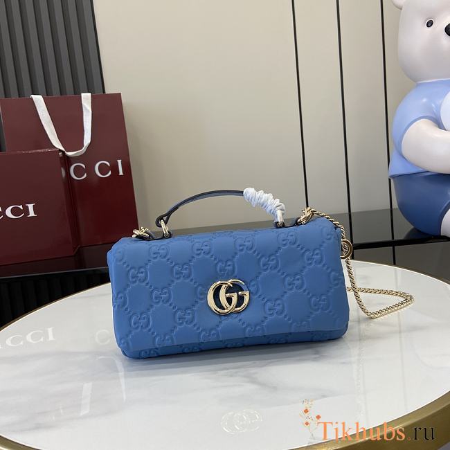 Gucci GG Milano Mini Top Handle Bag Blue 21x12.5x4.5cm - 1