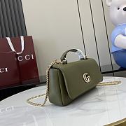 Gucci GG Milano Mini Top Handle Bag Green Leather 21x12.5x4.5cm - 6