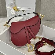 Dior Mini Saddle With Strap Red Gold 19x16x5cm - 1