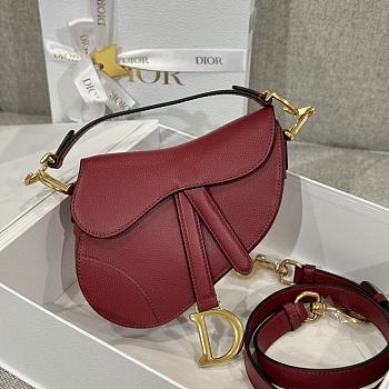 Dior Mini Saddle With Strap Red Gold 19x16x5cm