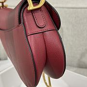 Dior Mini Saddle With Strap Red Gold 19x16x5cm - 3