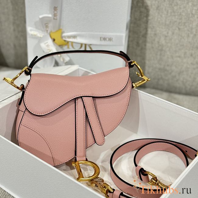 Dior Mini Saddle With Strap Pink Gold 19x16x5cm - 1