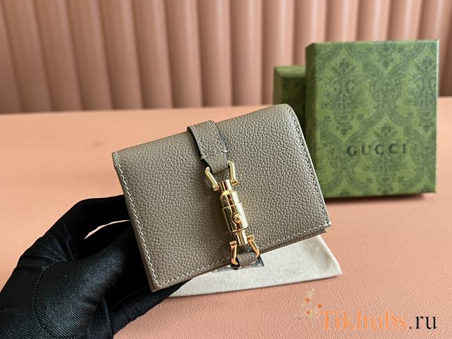 Gucci Jackie 1961 Card Case Wallet Taupe 11x8.5cm - 1