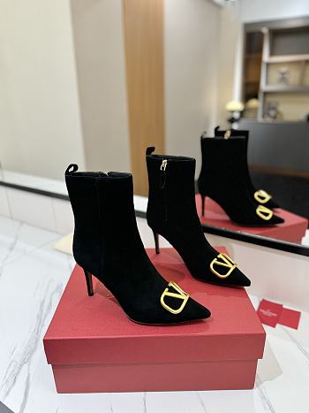 Valentino Black Suede Boots Heel 8cm