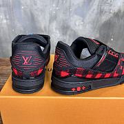 Louis Vuitton LV Trainer Black Red Felt Sneaker - 4