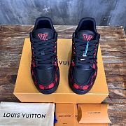 Louis Vuitton LV Trainer Black Red Felt Sneaker - 3