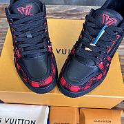 Louis Vuitton LV Trainer Black Red Felt Sneaker - 2