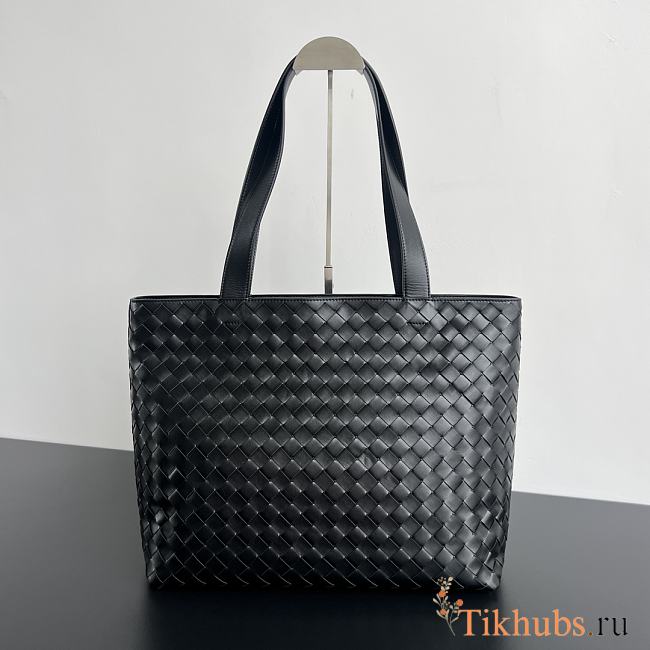 Bottega Veneta Woven Zipper Black Tote Bag 35x44x17cm - 1