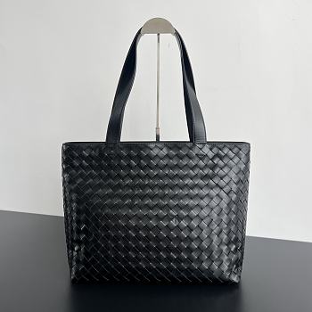 Bottega Veneta Woven Zipper Black Tote Bag 35x44x17cm