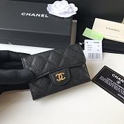 Chanel Wallet Black Caviar Gold 10.5x7.5x3cm - 1