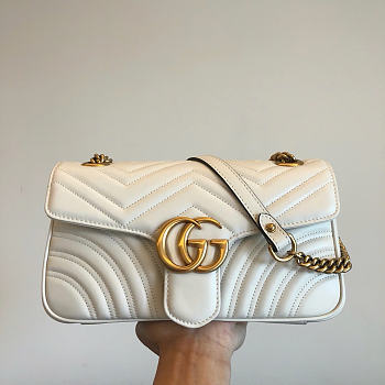 Gucci Marmont Shoulder Bag White 26x7x15cm