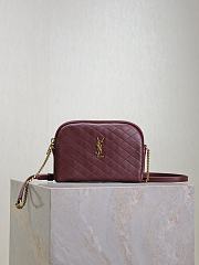 YSL Gaby Zipped Pouch Quilted Lambskin Wine 18x13x3.5cm - 1