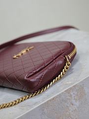 YSL Gaby Zipped Pouch Quilted Lambskin Wine 18x13x3.5cm - 5