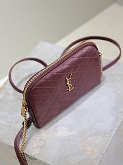 YSL Gaby Zipped Pouch Quilted Lambskin Wine 18x13x3.5cm - 3