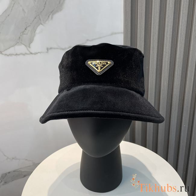 Prada Black Velvet Hat - 1