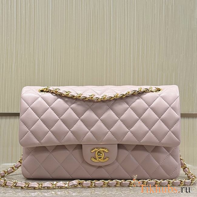 Chanel Medium Flap Bag Light Pink Gold Lambskin 25cm - 1