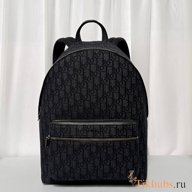 Dior Rider Backpack Black Oblique Jacquard 30x42x15cm - 1