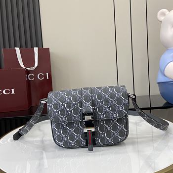 Gucci Super Mini Bag With GG Shadow Dark Grey 20x14x5.5cm