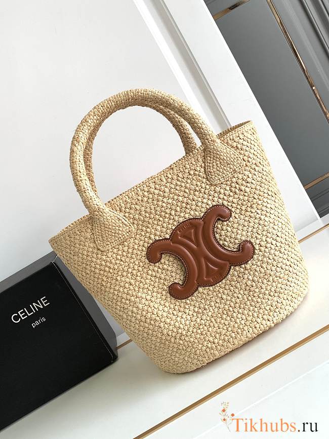 Celine Triomphe Bag Straw Raffia 23x22x23cm - 1