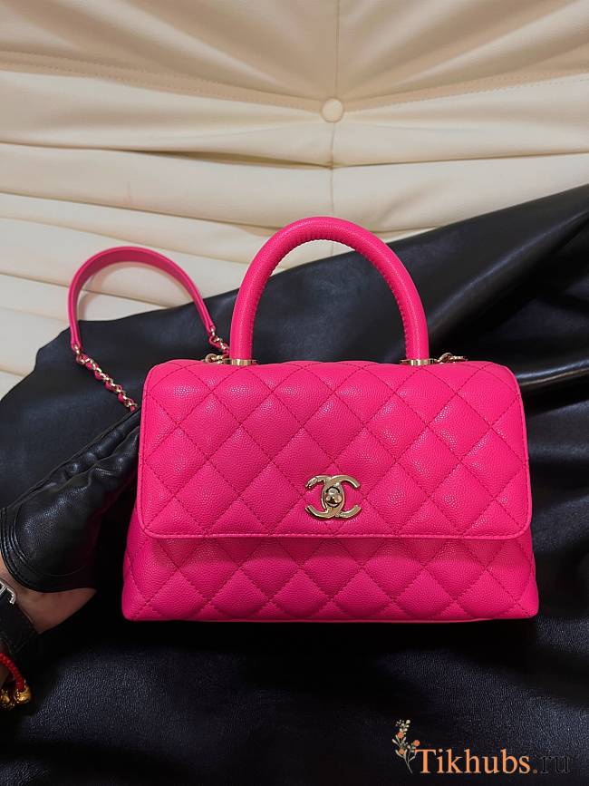 Chanel Coco Handle Flap Bag Neon Pink Caviar Gold 24cm - 1