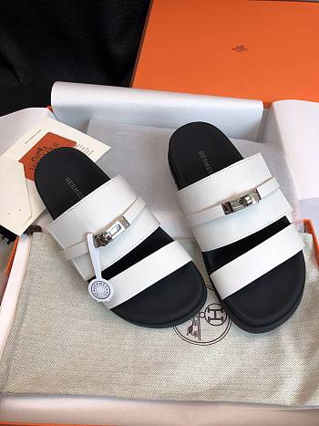 Hermes Jackson Sandal White Silver