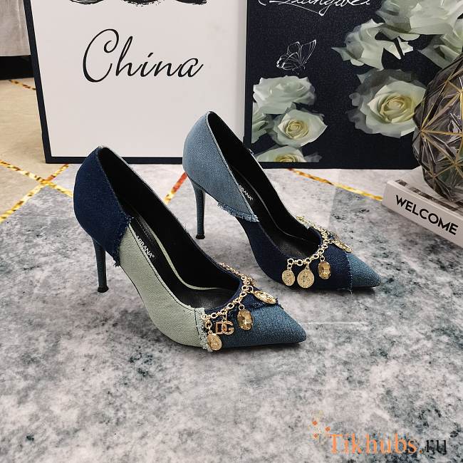 Dolce Gabbana Patchwork Denim Pumps 9cm - 1