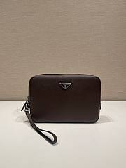 Prada Saffiano Leather Clutch Coffee 23.5x15.5x4cm - 1