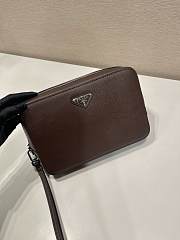 Prada Saffiano Leather Clutch Coffee 23.5x15.5x4cm - 3