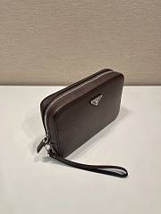 Prada Saffiano Leather Clutch Coffee 23.5x15.5x4cm - 4