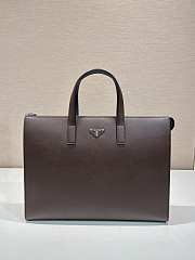 Prada Saffiano Leather Tote Coffee 40x30x9cm - 1