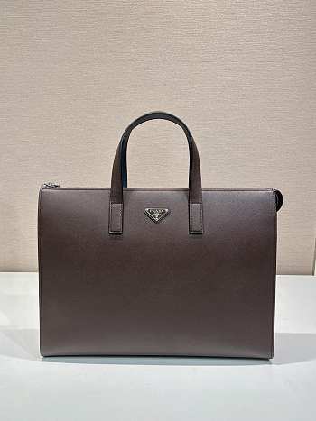 Prada Saffiano Leather Tote Coffee 40x30x9cm