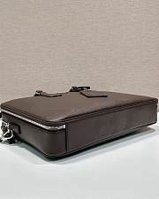 Prada Saffiano Leather Briefcase Coffee 38x28x6.5cm - 3