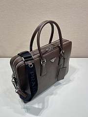 Prada Saffiano Leather Briefcase Coffee 38x28x6.5cm - 2