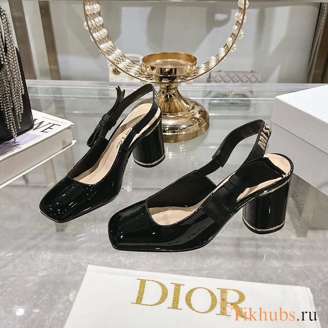 Dior Miss Paris Slingback Pump Black Patent Calfskin 7.5cm - 1