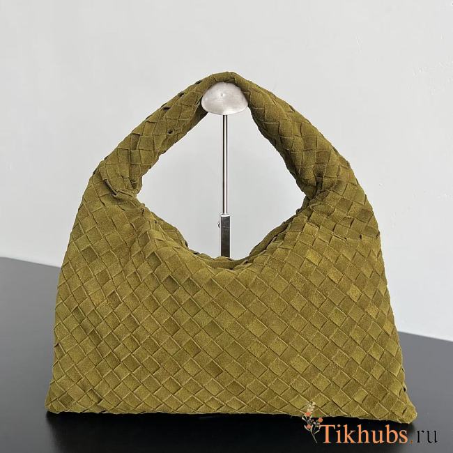 Bottega Veneta Hop Bag Green Suede 41x20.5x7.5cm - 1