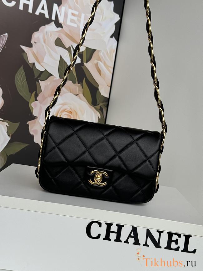 Chanel Small Flap Bag Lambskin Gold Black 21x14x7cm - 1