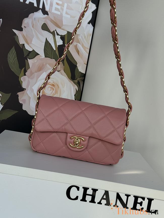 Chanel Small Flap Bag Lambskin Gold Pink 21x14x7cm - 1