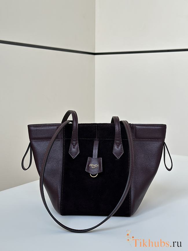 Fendi Origami Mini Dark Purple Suede Bag 18.5x15x15cm - 1