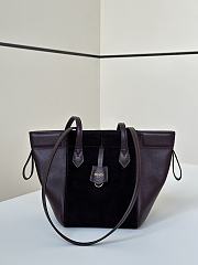 Fendi Origami Mini Dark Purple Suede Bag 18.5x15x15cm - 1
