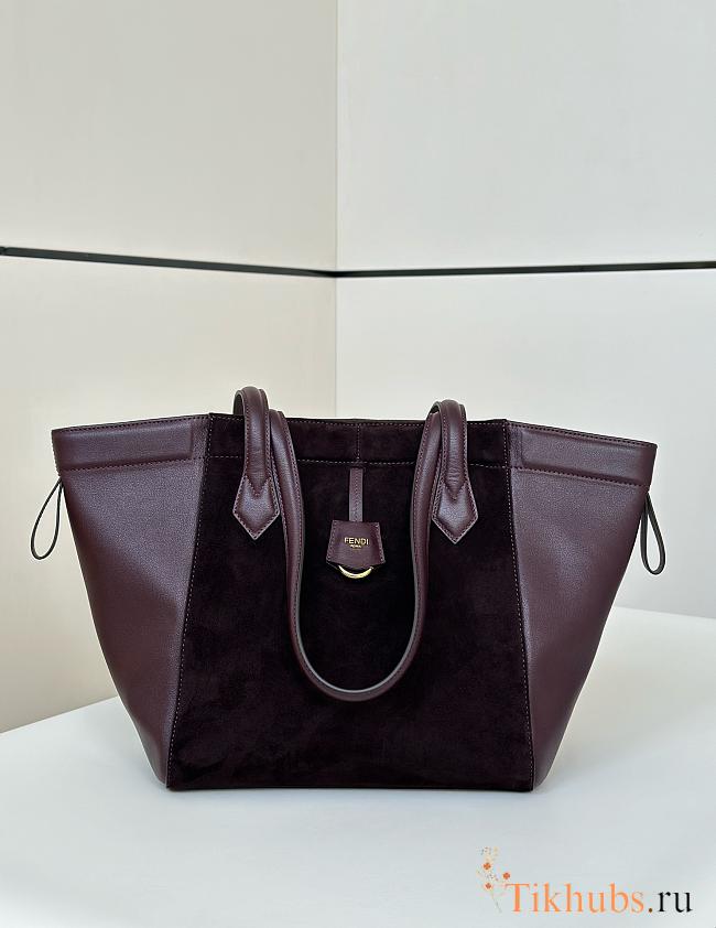 Fendi Origami Medium Dark Purple Suede Bag 27x27x16.5cm - 1