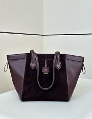 Fendi Origami Medium Dark Purple Suede Bag 27x27x16.5cm - 1